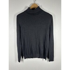 Eddie Bauer Sweater Womens Medium Gray Mock Neck Long Sleeve Soft Knit Pullover